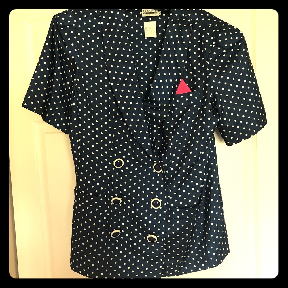 40’s #Pokadot short sleeve blazer